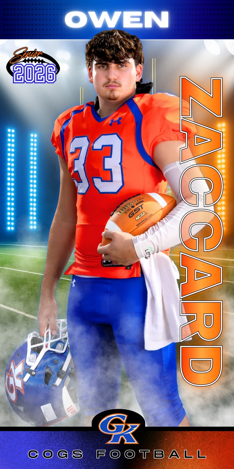 Senior Banners photograph titled Football 2025 Owen Zaccard